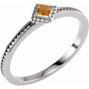 Sterling Silver Natural Citrine Family Stackable Ring