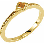 14K Yellow Natural Citrine Family Stackable Ring - Elegant Jewelry by Brand Name