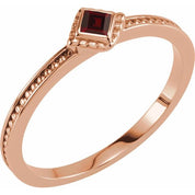14K Rose Natural Mozambique Garnet Family Stackable Ring - 71520:6002:P