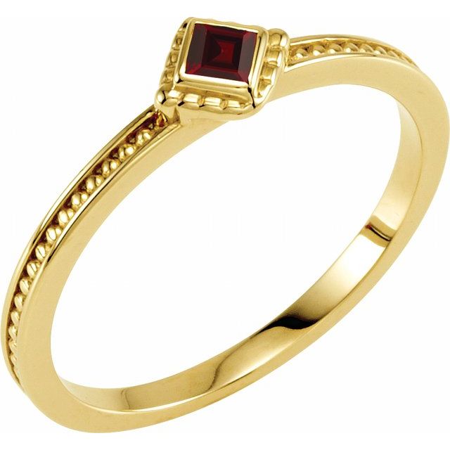 14K Yellow Gold Natural Mozambique Garnet Family Stackable Ring - 71520:6001:P