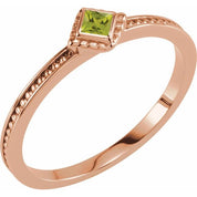 14K Rose Natural Peridot Family Stackable Ring - 71520:6030:P