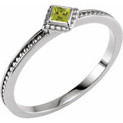 14K White Natural Peridot Family Stackable Ring - Stylish Stackable Jewelry