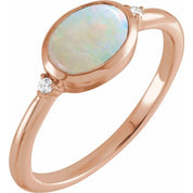 14K Rose Natural White Opal & .03 CTW Natural Diamond Ring