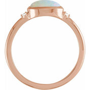 14K Rose Natural White Opal & .03 CTW Natural Diamond Ring