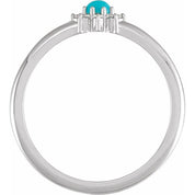 Platinum Natural Turquoise & .07 CTW Natural Diamond Halo-Style Ring