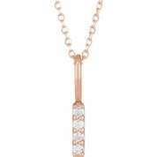 14K Rose .07 CTW Natural Diamond Vertical Bar 16-18" Necklace