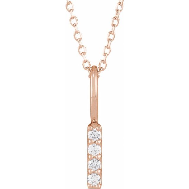 14K Rose .07 CTW Natural Diamond Vertical Bar 16-18" Necklace