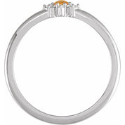 14K White Natural Citrine & .07 CTW Natural Diamond Halo-Style Ring