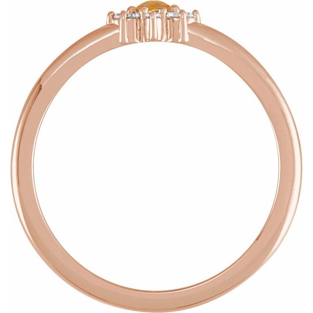 14K Rose Natural Citrine & .07 CTW Natural Diamond Halo-Style Ring