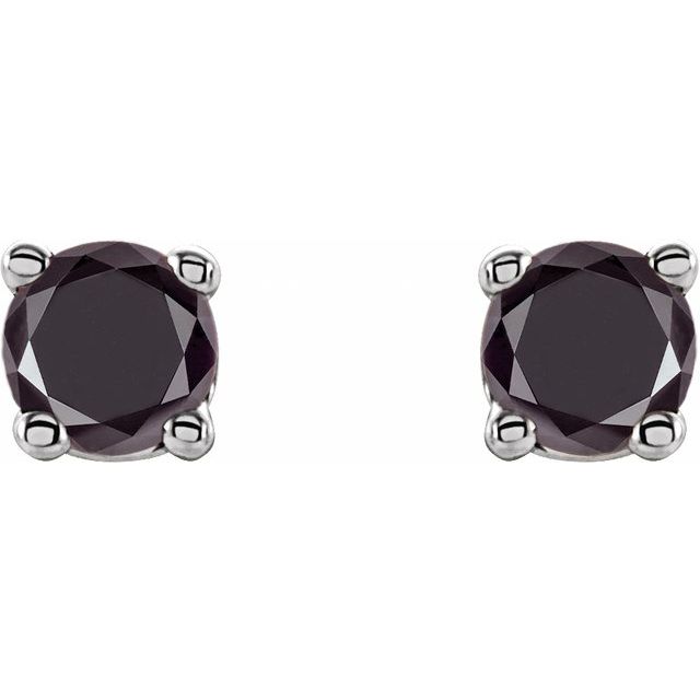 14K White 1/8 CTW Natural Black Diamond Stud Earrings