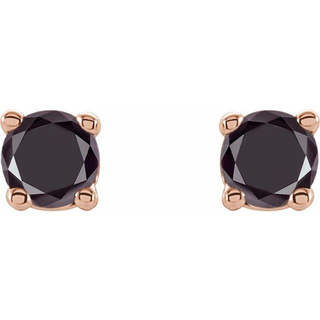 14K Rose 1/5 CTW Natural Black Diamond Stud Earrings