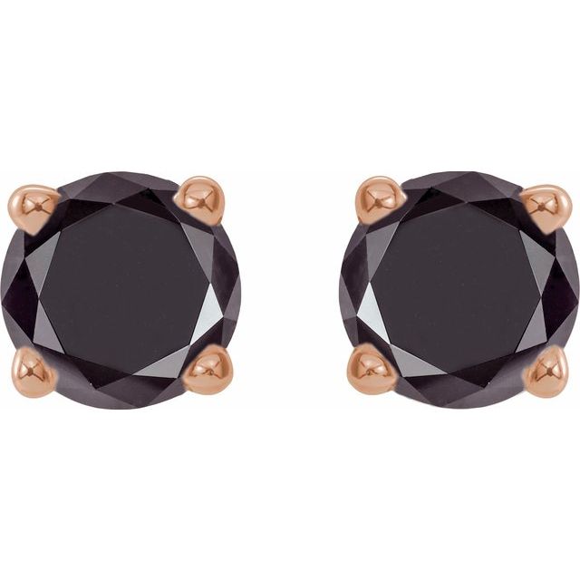 14K Rose 1/2 CTW Natural Black Diamond Stud Earrings