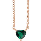 14K Rose Lab-Grown Emerald Heart 16-18" Necklace