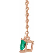 14K Rose Lab-Grown Emerald Heart 16-18" Necklace