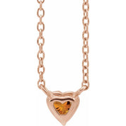 14K Rose Natural Citrine Heart 16-18" Necklace