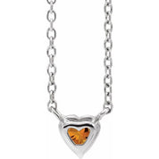 Sterling Silver Natural Citrine Heart 16-18" Necklace