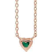 14K Rose Lab-Grown Emerald Heart 16-18" Necklace