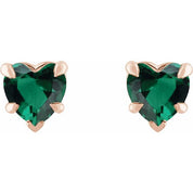 14K Rose Lab-Grown Emerald Stud Earring