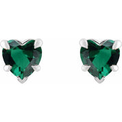 Sterling Silver Lab-Grown Emerald Stud Earring