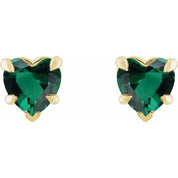 14K Yellow Lab-Grown Emerald Stud Earring