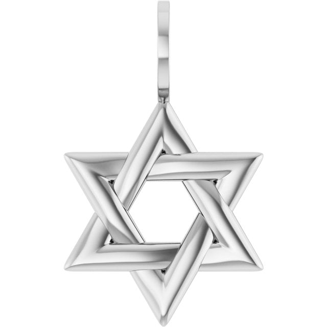 14K White Star of David Pendant