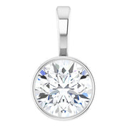 Sterling Silver 5/8 CT Natural Diamond Bezel-Set Solitaire Pendant