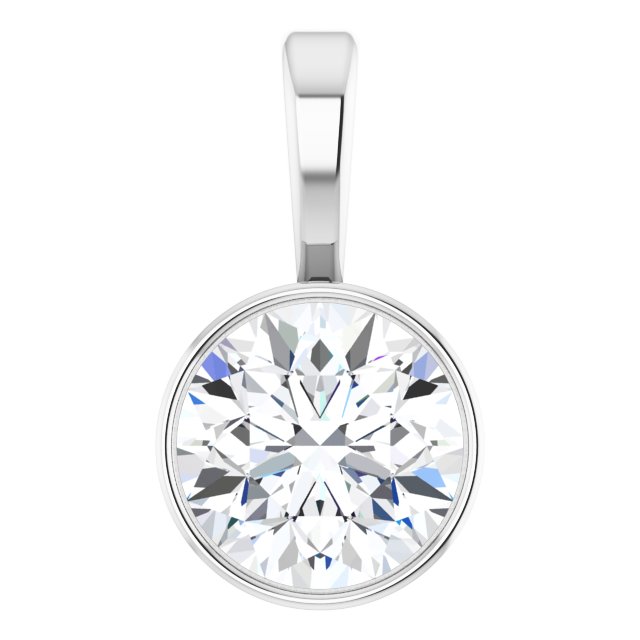 Sterling Silver 5/8 CT Natural Diamond Bezel-Set Solitaire Pendant