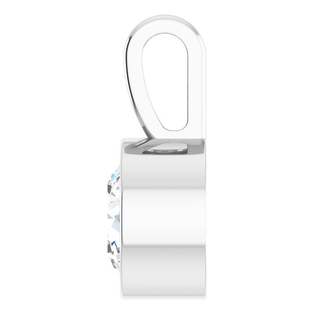 14K White 5/8 CT Natural Diamond Bezel-Set Solitaire Pendant