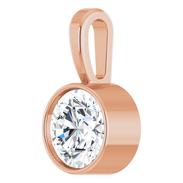 14K Rose 1/2 CT Natural Diamond Bezel-Set Solitaire Pendant