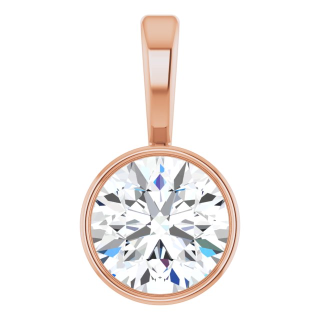 14K Rose 1/2 CT Natural Diamond Bezel-Set Solitaire Pendant