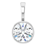 14K White 1/2 CT Natural Diamond Bezel-Set Solitaire Pendant