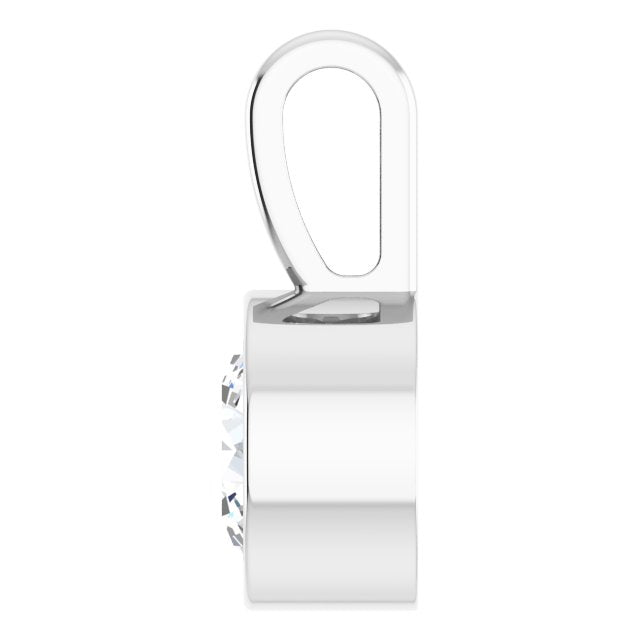 14K White 1/2 CT Natural Diamond Bezel-Set Solitaire Pendant