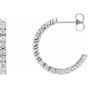 14K White 1 CTW Natural Diamond 20.5 mm Hoop Earrings