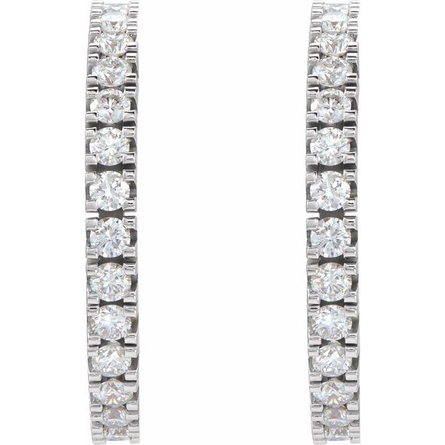 14K White 1/2 CTW Natural Diamond 17.6 mm Hoop Earrings