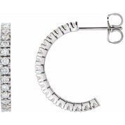 14K White 1/2 CTW Natural Diamond 17.6 mm Hoop Earrings