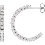 14K White 1 5/8 CTW Natural Diamond 24.7 mm Hoop Earrings