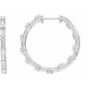 14K White 1 CTW Lab-Grown Diamond Inside-Outside 25.1 mm Hoop Earrings