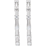 14K White 1 CTW Lab-Grown Diamond Inside-Outside 25.1 mm Hoop Earrings