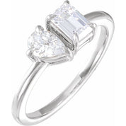 14K White 1 CTW Lab-Grown Diamond Two-Stone Ring