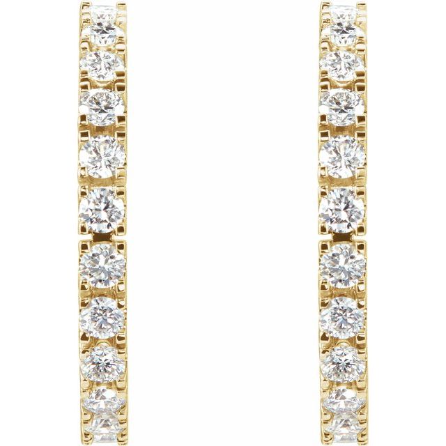 14K Yellow 1 CTW Natural Diamond 20.5 mm Hoop Earrings