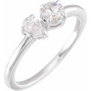 14K White 5/8 CTW Lab-Grown Diamond Two-Stone Ring