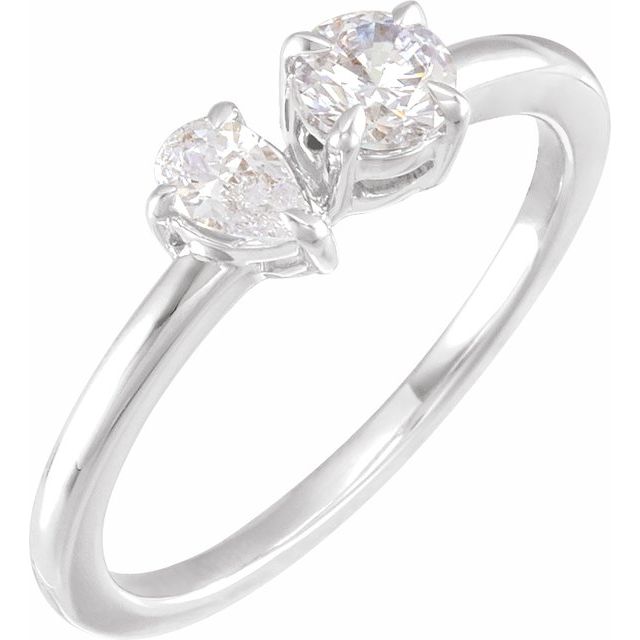14K White 5/8 CTW Lab-Grown Diamond Two-Stone Ring