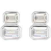 14K White 1 CTW Lab-Grown Diamond Two-Stone Stud Earrings