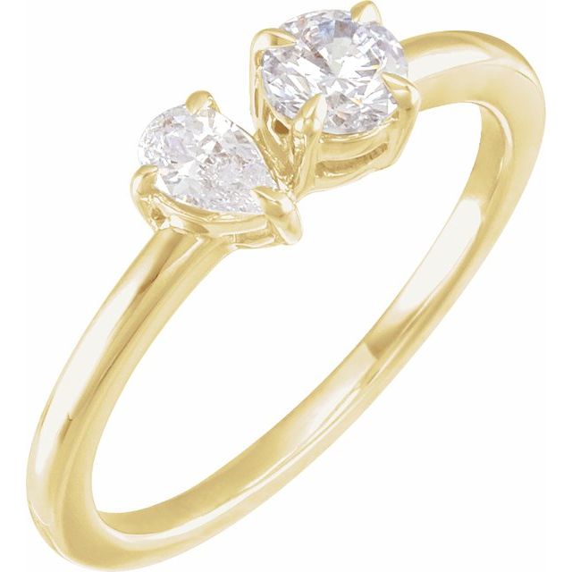 14K Yellow 5/8 CTW Lab-Grown Diamond Two-Stone Ring