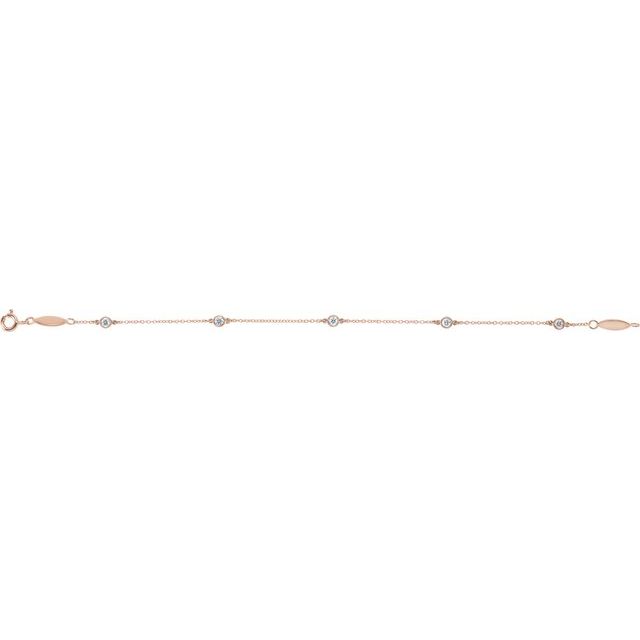 14K Rose 1/3 CTW Natural Diamond Bezel-Set Station 7" Bracelet