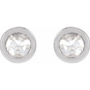 14K White 1/5 CTW Rose-Cut Natural Diamond Stud Earrings