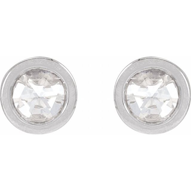 14K White 1/5 CTW Rose-Cut Natural Diamond Stud Earrings