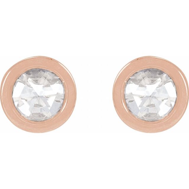 14K Rose 1/5 CTW Rose-Cut Natural Diamond  Stud Earrings