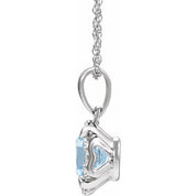 14K White Natural Sky Blue Topaz & .04 CTW Natural Diamond 18" Necklace