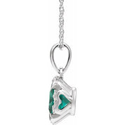 14K White Lab-Grown Emerald & .04 CTW Natural Diamond 18" Necklace